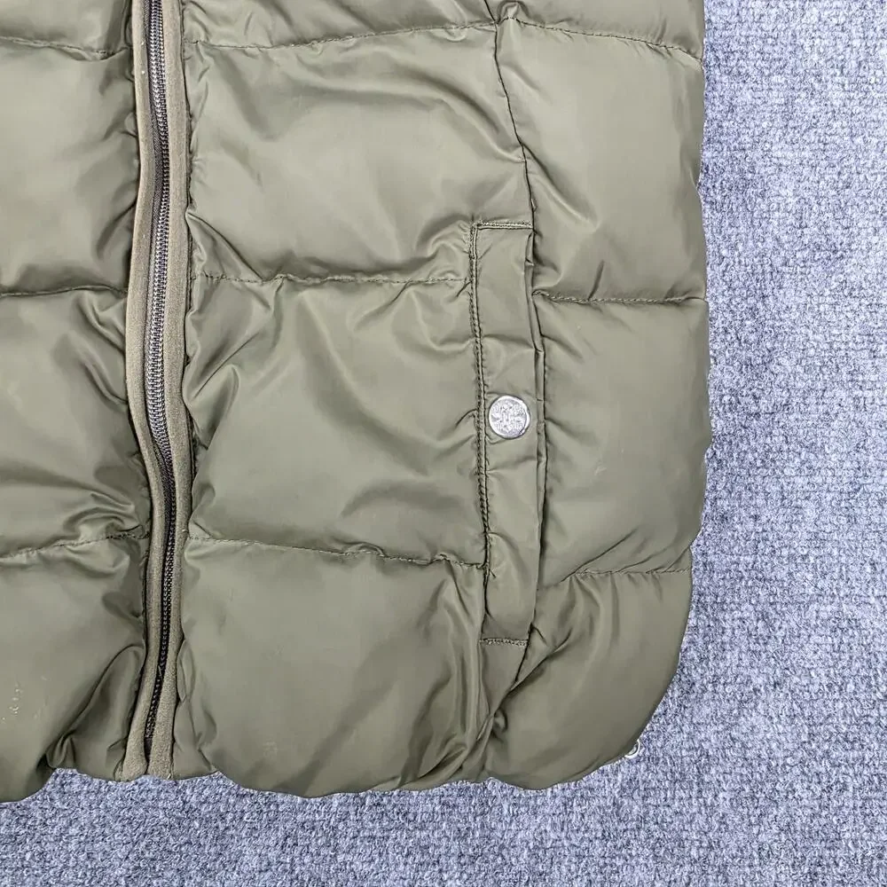 Eddie Bauer Vest Womens XS Green Hooded Goose Down 650 Fill Power Sherpa Lined